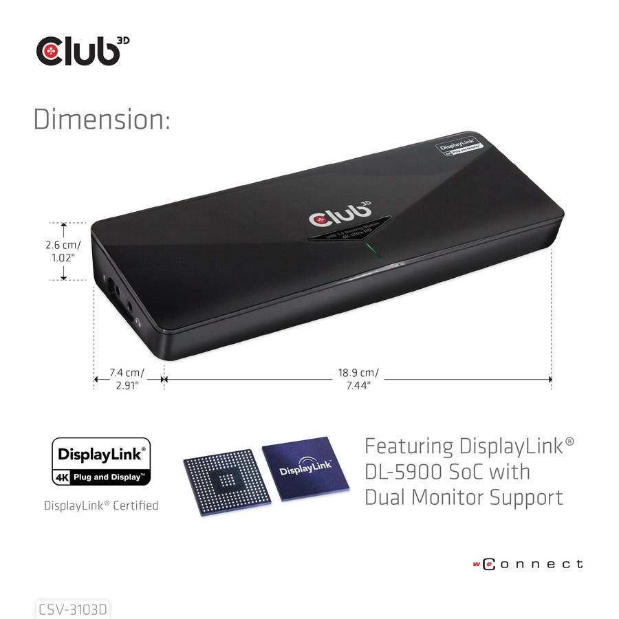 Club 3D USB 3.2 Gen1 4K Docking Station CSV-3103D