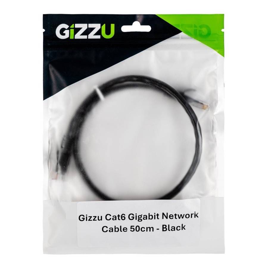 Gizzu CAT6 UTP Fly Lead RJ45 Ethernet Network Cable 50cm Black GCPCAT6005-BK