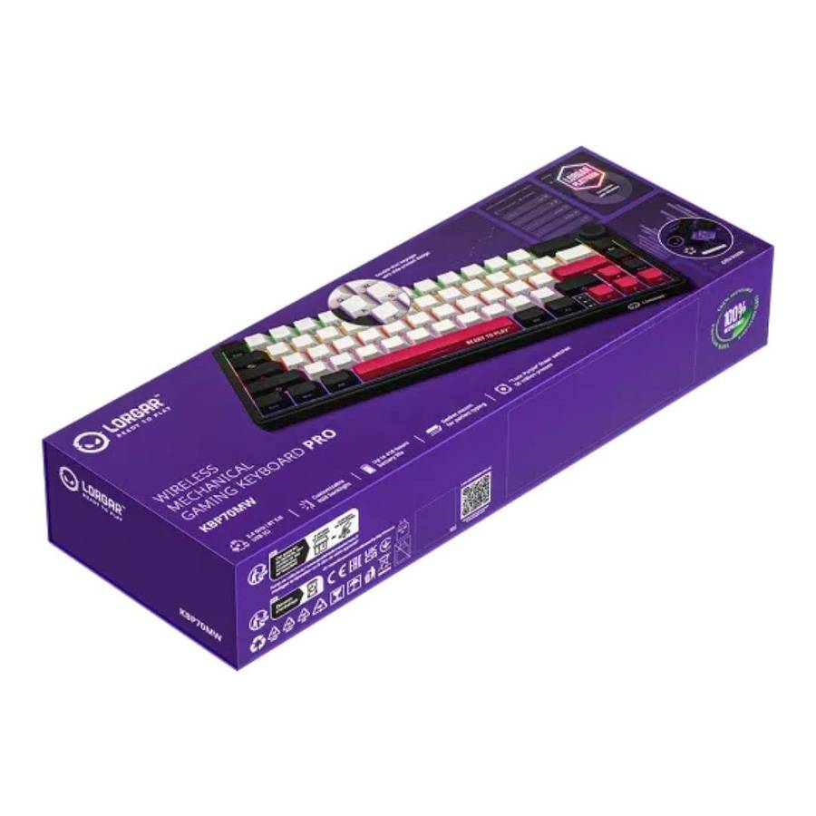 Lorgar KBP70MW Pro Wireless Mechanical Gaming Keyboard Black and Red LRG-KBP70MW-BK-US