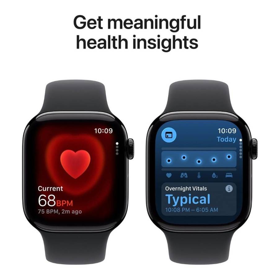 Apple Watch Series 11 GPS 46mm Jet Black Aluminium Case with Black Sport Band M/L MEUX4AF/A