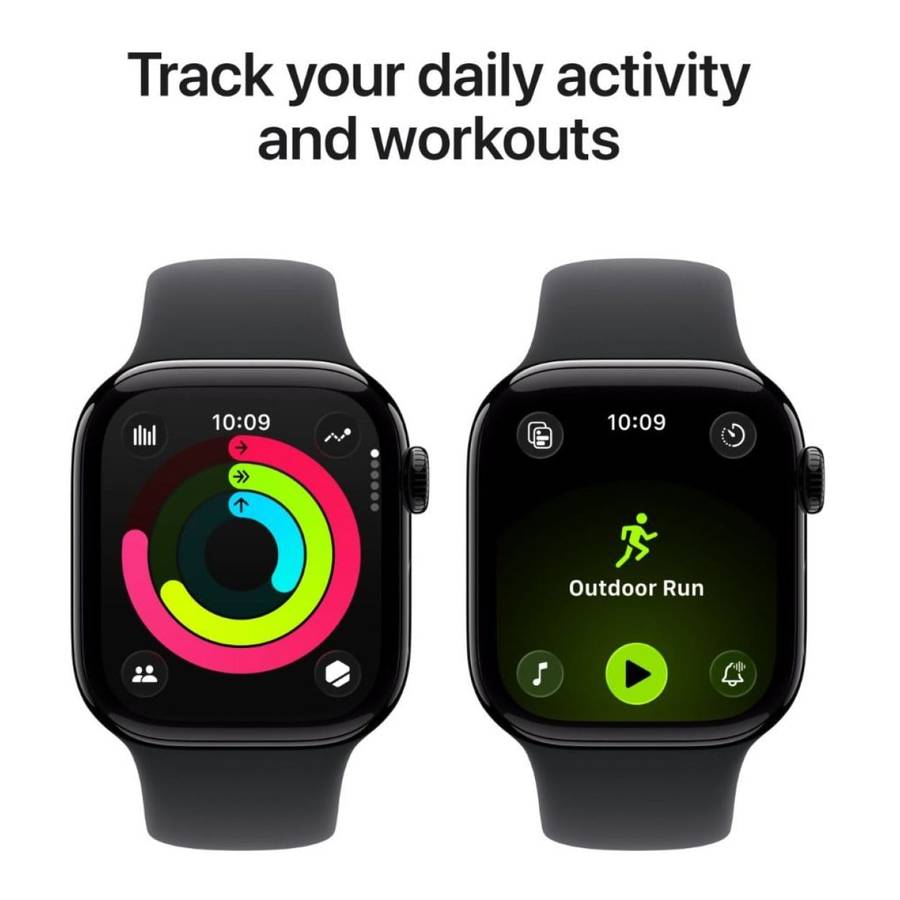 Apple Watch Series 11 GPS 46mm Jet Black Aluminium Case with Black Sport Band M/L MEUX4AF/A