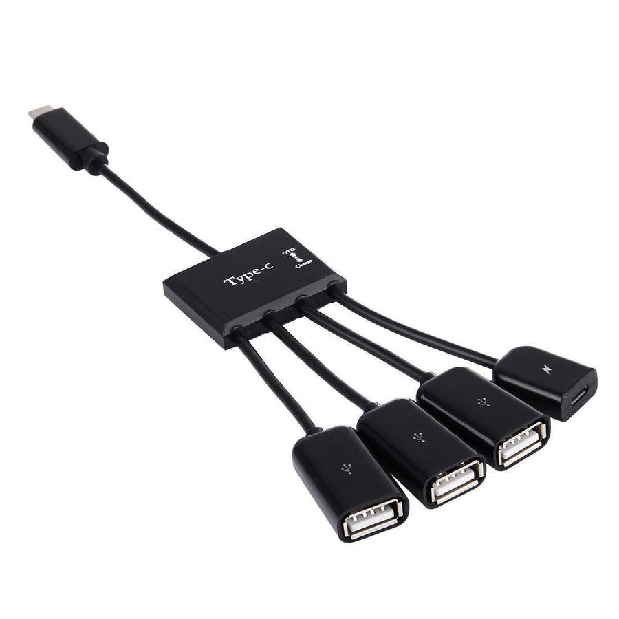 Tuff-Luv Portable 4-in-1 Type-C to 3-Ports USB HUB Cable Black MF474