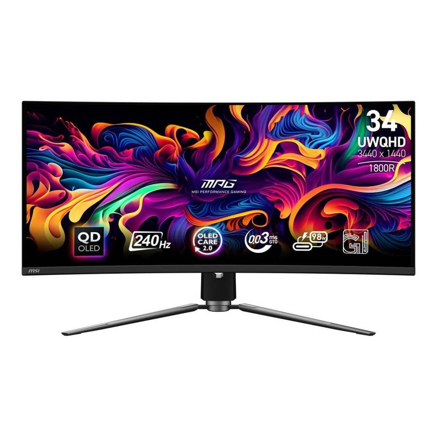 MSI MPG 341CQPX 34.18-inch 3440 x 1440p UWQHD 21:9 240Hz 0.03ms QD-OLED Curved Gaming Monitor
