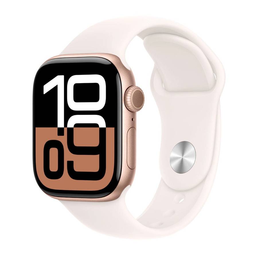 Apple Watch Series 10 GPS + Cellular 42mm Rose Gold Aluminium Case with Light Blush Sport Band S/M