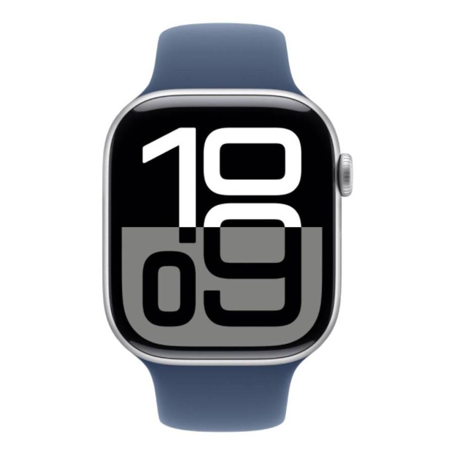 Apple Watch Series 10 GPS LTE 46mm Silver Aluminium Case with Denim Sport Band - Small/Medium MWY...