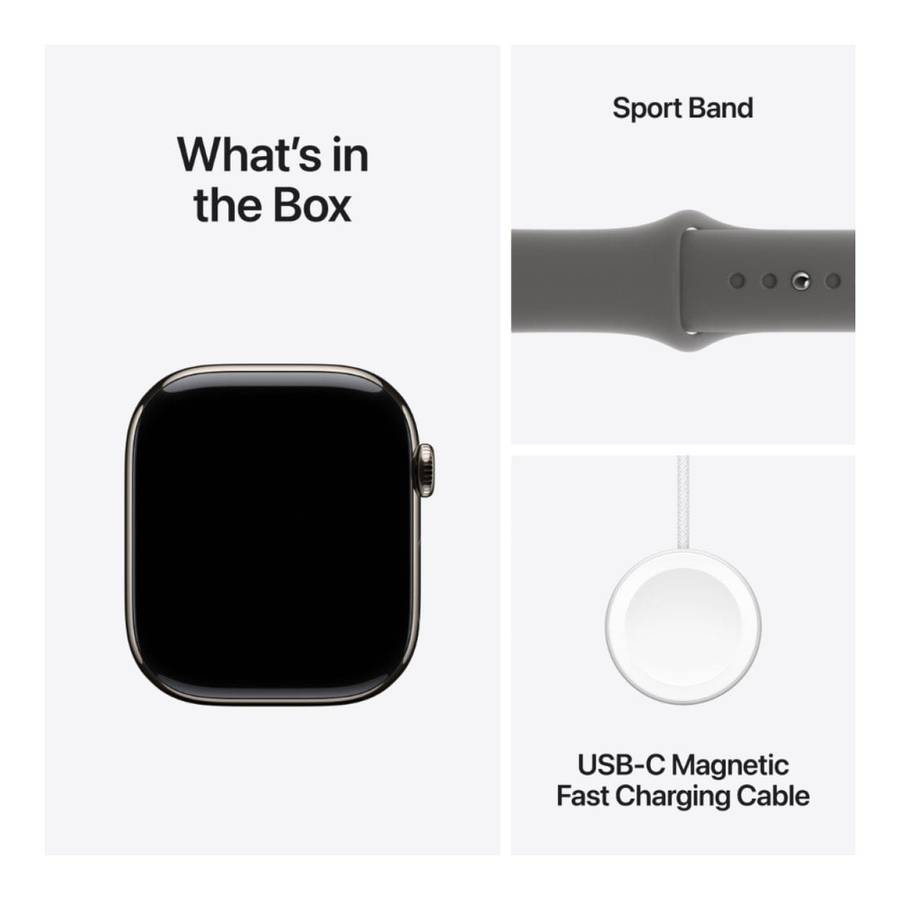 Apple Watch Series 10 GPS + Cellular 46mm Natural Titanium Case with Stone Grey Sport Band M/L MW...