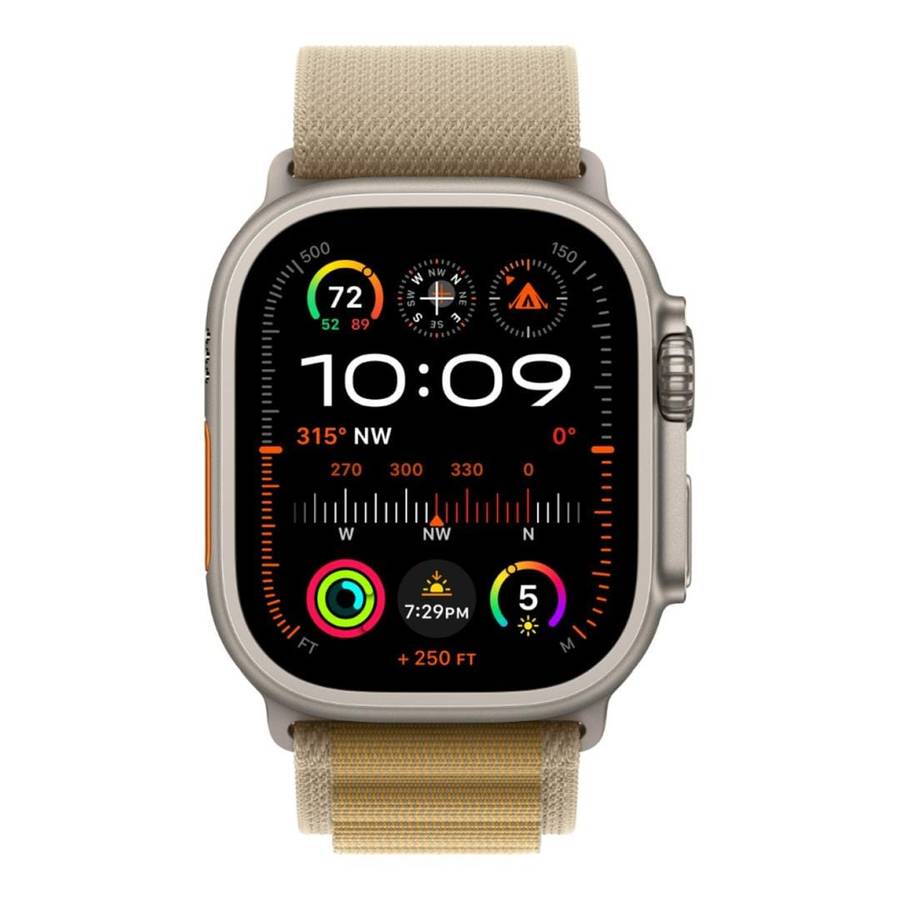 Apple Watch Ultra 2 GPS + Cellular 49mm Natural Titanium Case with Tan Alpine Loop Small MX4E3QA/A