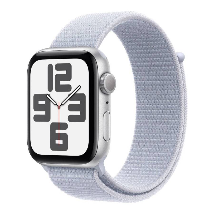 Apple Watch SE GPS 44mm Silver Aluminium Case with Blue Cloud Sport Loop MXET3QA/A