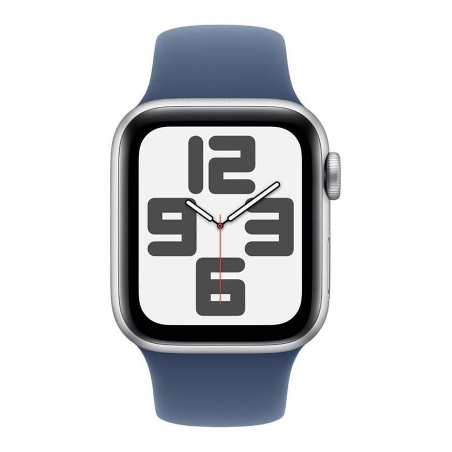 Apple Watch SE GPS + Cellular 44mm Silver Aluminium Case with Denim Sport Band M/L MXGQ3QA/A