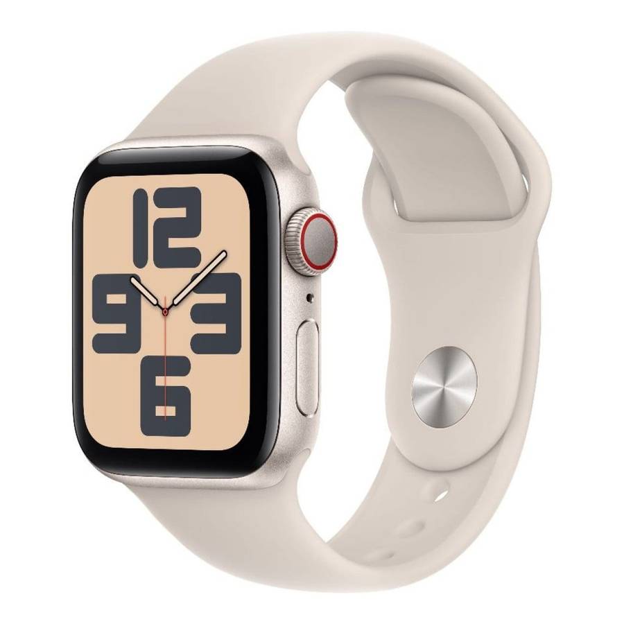 Apple Watch SE GPS + Cellular 44mm Starlight Aluminium Case with Starlight Sport Band S/M MXGT3QA/A