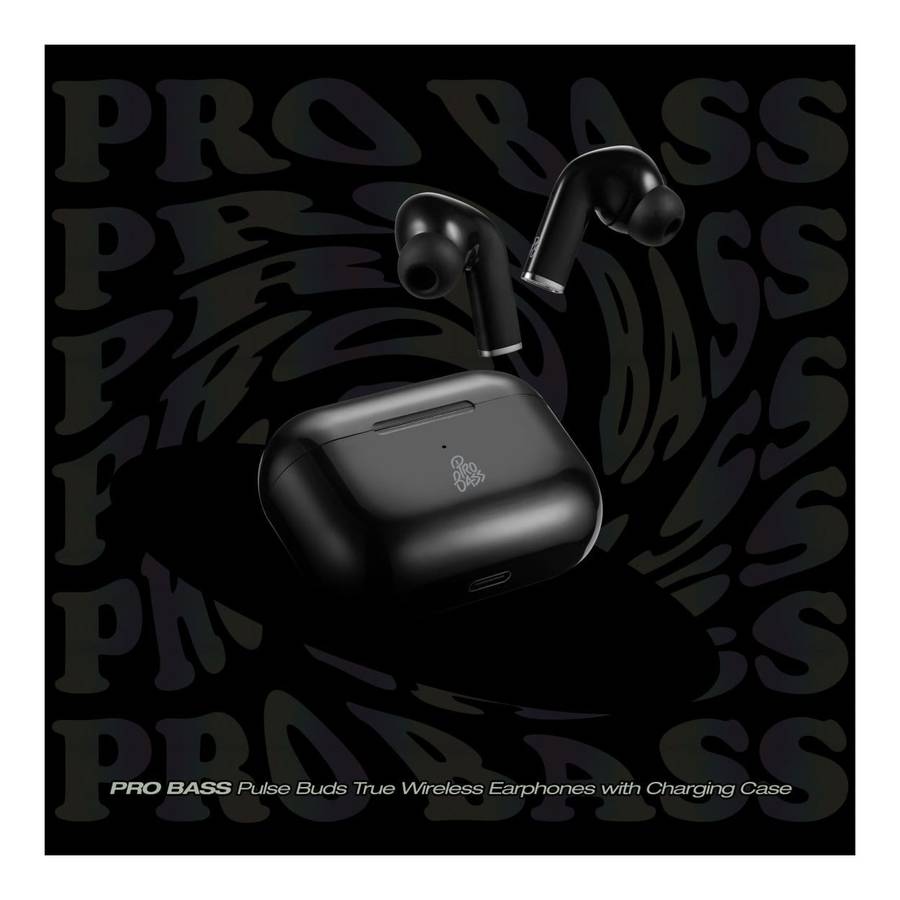 Pro Bass Pulse True Wireless Earbuds with Charging Case Black PR-1119-BK