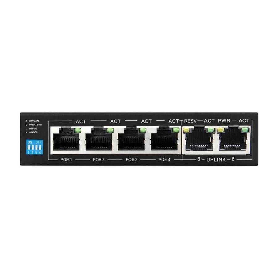 Scoop 6-port 60W Fast Ethernet AI PoE Network Switch SPS-4F2F