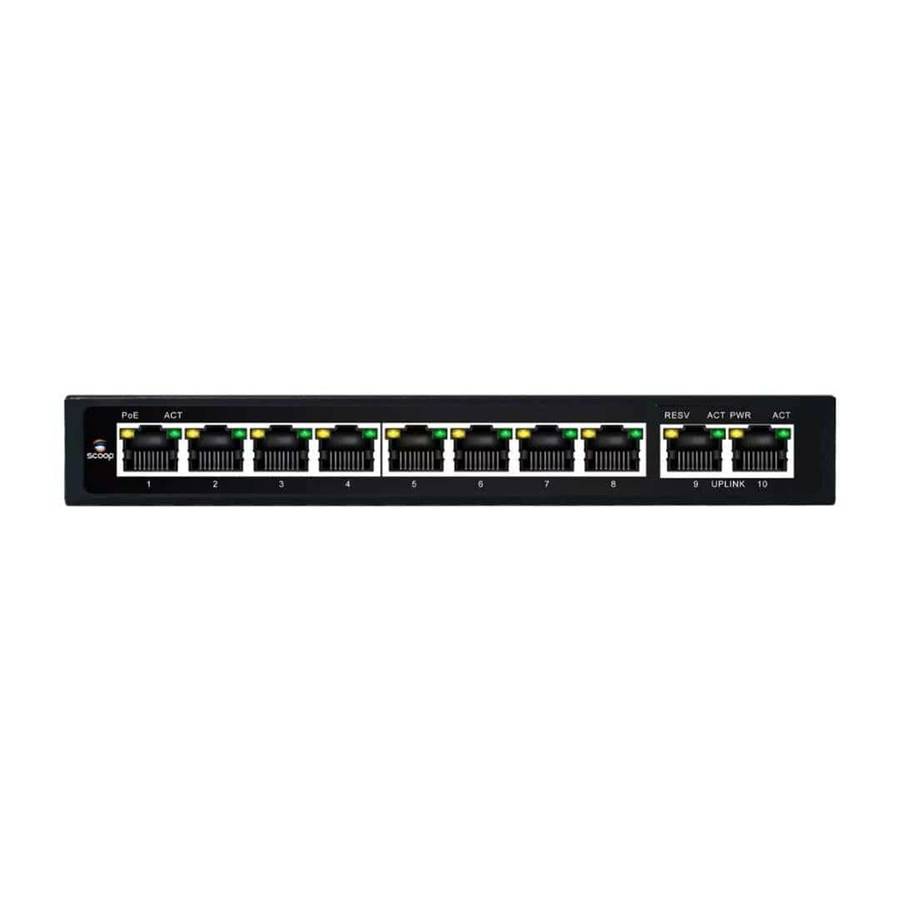 Scoop 8-port 96W Gigabit Fast Ethernet AI PoE Network Switch SPS-8F2G