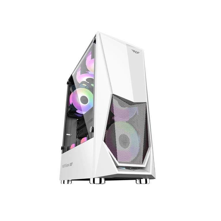 Armaggeddon Tritron 1 ATX Gaming PC Case with 3xARGB Fans White TRITON1WHT