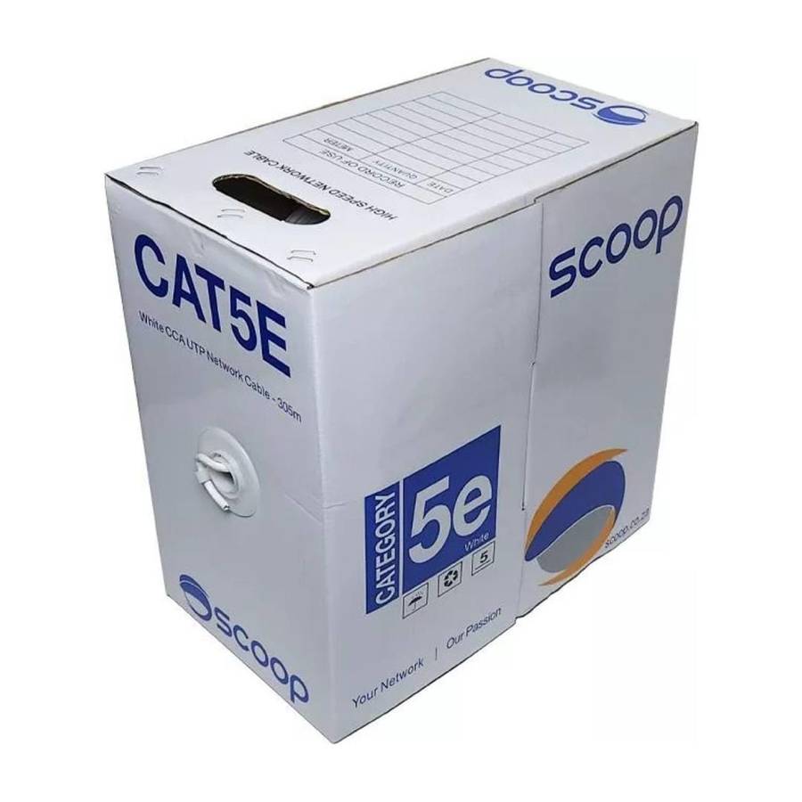 Scoop CAT5e CCA UTP Box Cable 305m White UTP-305CW