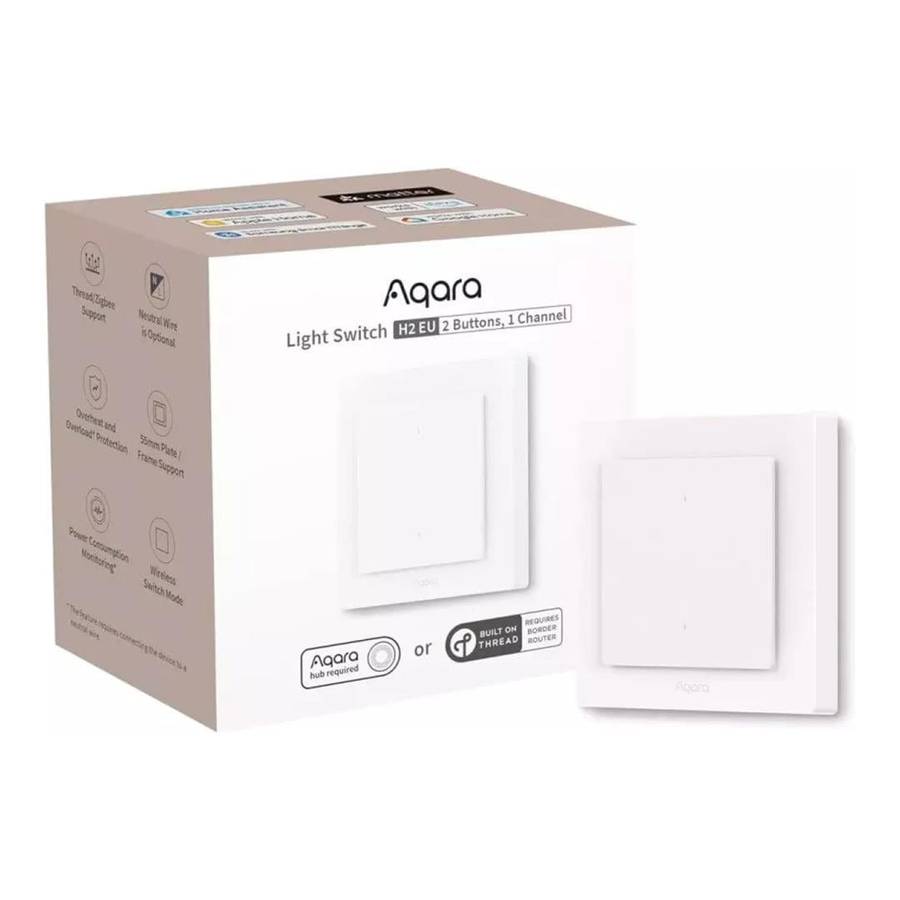 Aqara Light Switch H2 EU 2-in-1 With Neutral and No Neutral 2 Buttons 1 Channel WS-K07D