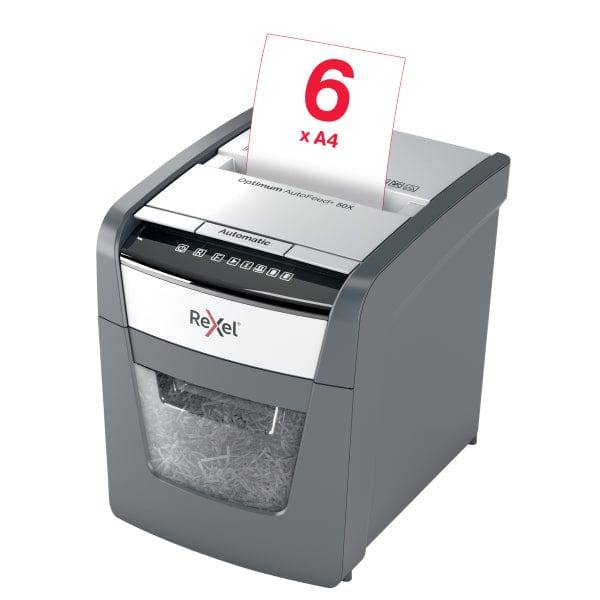 Rexel Optimum AutoFeed+ 50X Automatic Cross Cut P4 Paper Shredder 301397