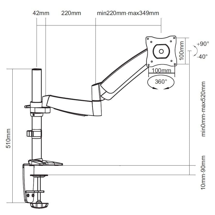 Equip 13-inch to 27-inch Articulating Monitor Desk Mount Bracket 650112