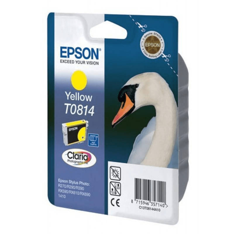 Epson T0814 Claria Photographic Yellow High Yield Printer Ink Cartridge Original C13T11144A10 Single