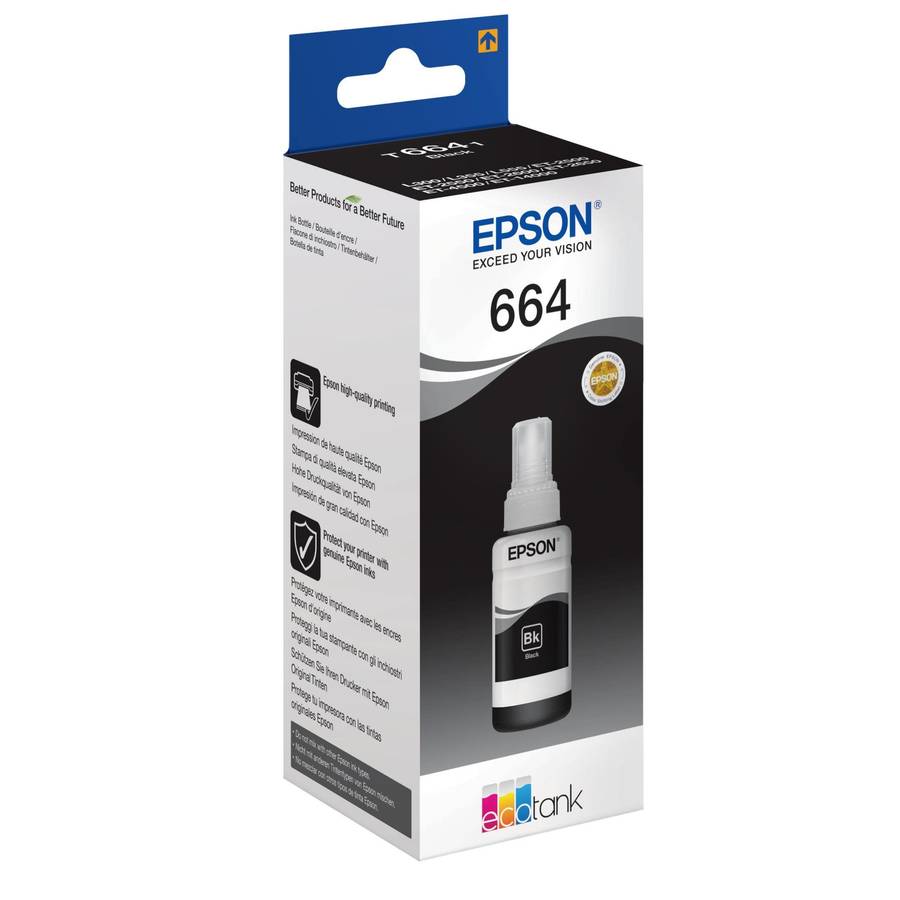 Epson T6641 Black Ink Bottle Ecotank 70ml Original Refill C13T664140