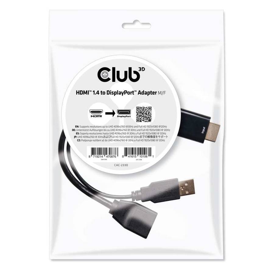 Club 3D CAC-2330 HDMI 1.4 to DisplayPort Adapter