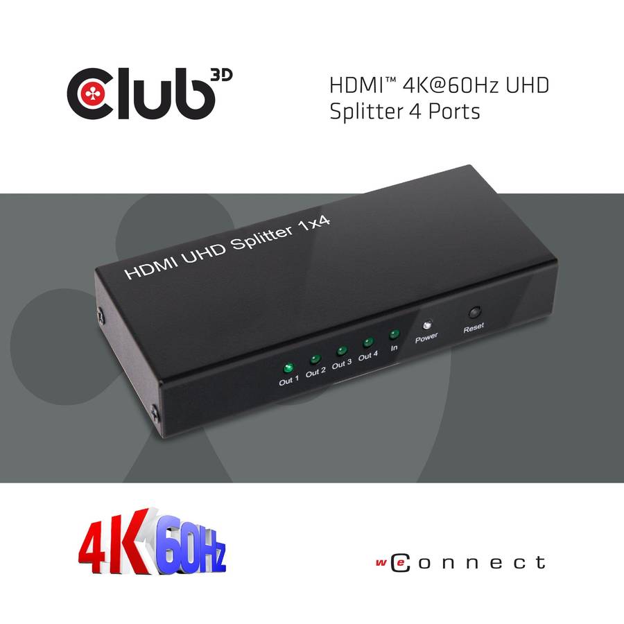 Club 3D CSV-1380 4-port HDMI 2.0 4K UHD Splitter