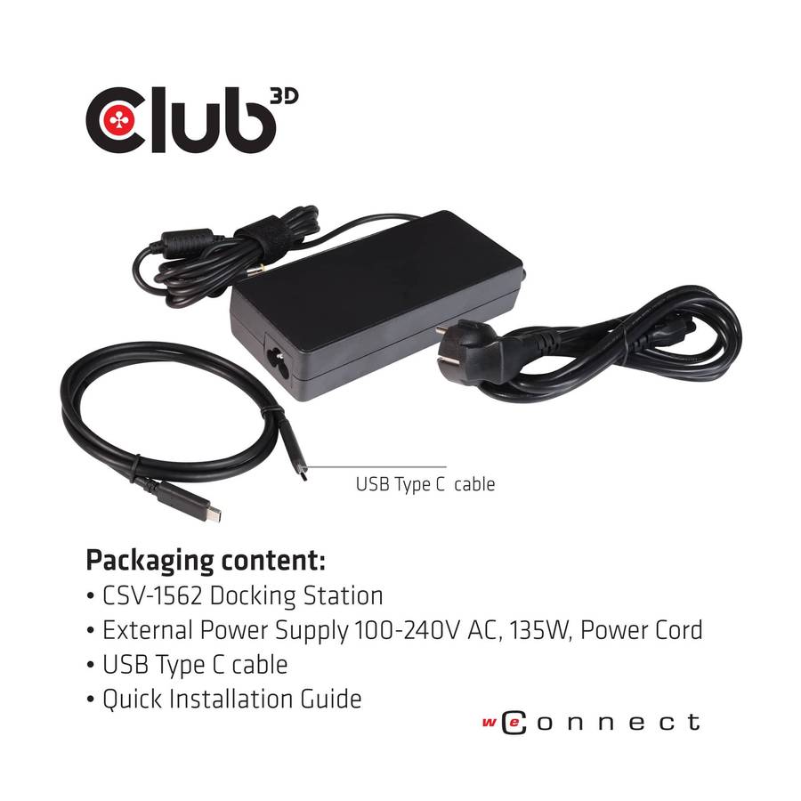 Club 3D Port Replicator Docking Station Black CSV-1562