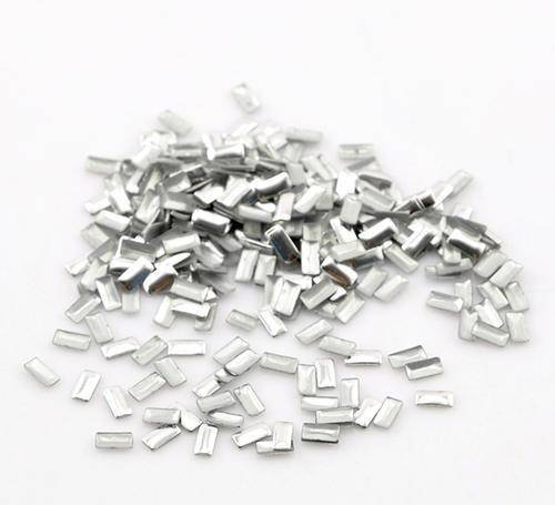 Silver Metal Studs Nail Art Decor Rectangle 4mm - 4mm / Silver
