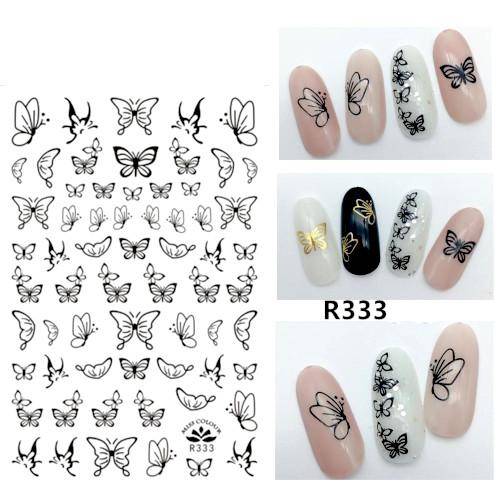 Black Butterfly Nail Art Stickers - 333 - Black