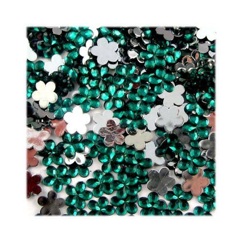 Emerald Flat Back Flower Shape Nail Art Rhinestones - 3mm / Green