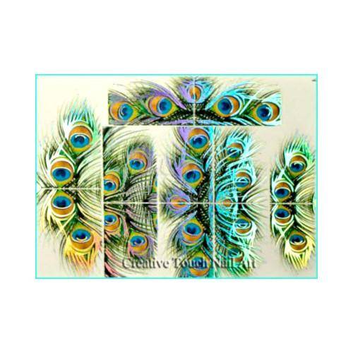 Gold Peacock Nail Art Max Sliders Water Transfer Decals  TM-499 - Gold