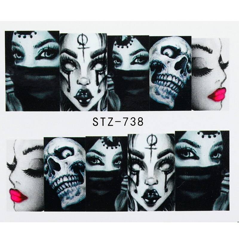 Water Transfer Nail Art - STZ738 - Black