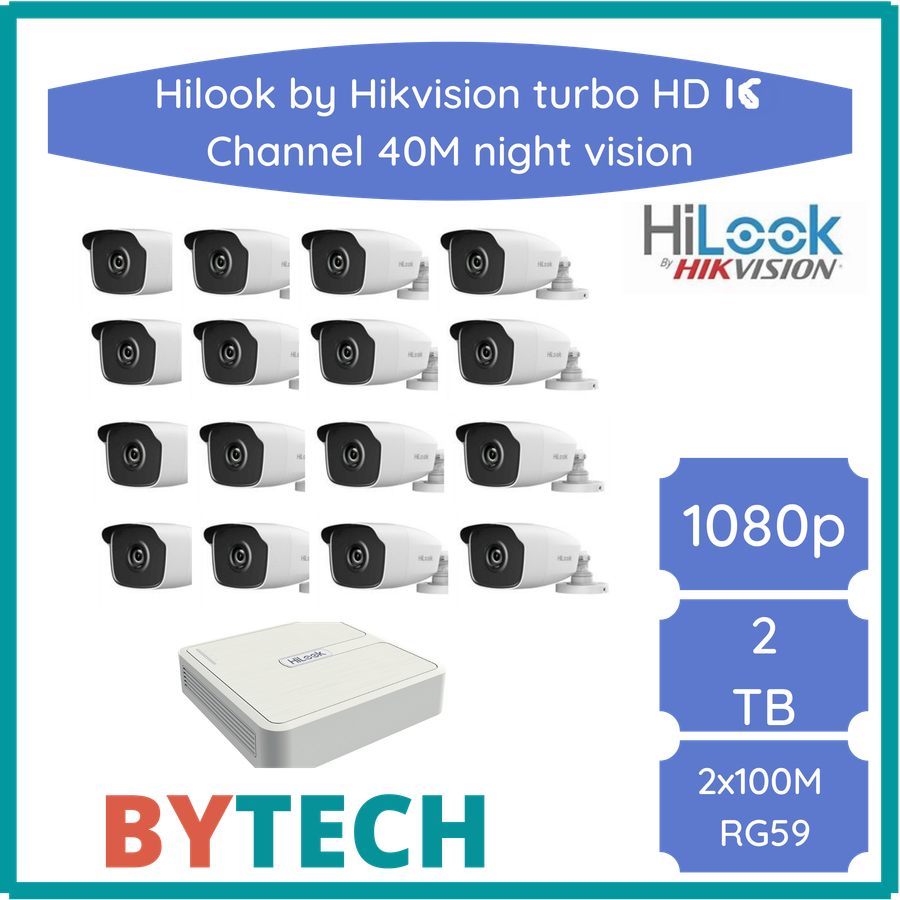 HiLook by HikVision 16 Ch Turbo 1080p HD Kit - HD DVR - 40M Night vision - cctv,cctv,cctv,cctv,cctv