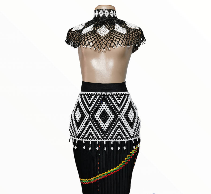 Xhosa Beaded Apron Black/White