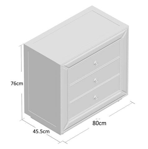 Moderna Three Drawer Mirrored Chest of Drawers