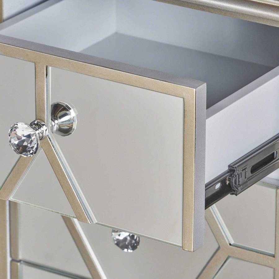 Chateau Blanc Three Drawer Mirrored Side Table