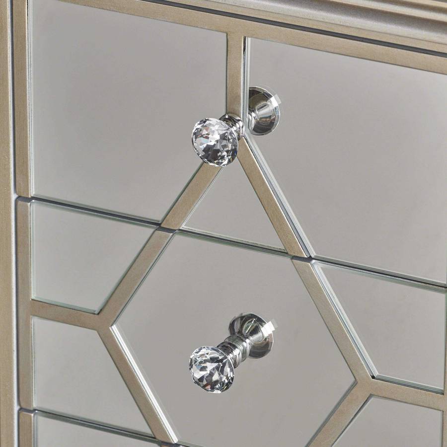 Chateau Blanc Three Drawer Mirrored Side Table