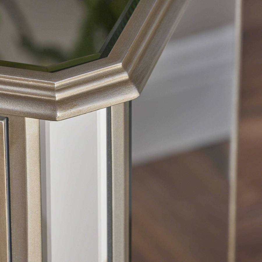 Chateau Blanc Three Drawer Mirrored Side Table