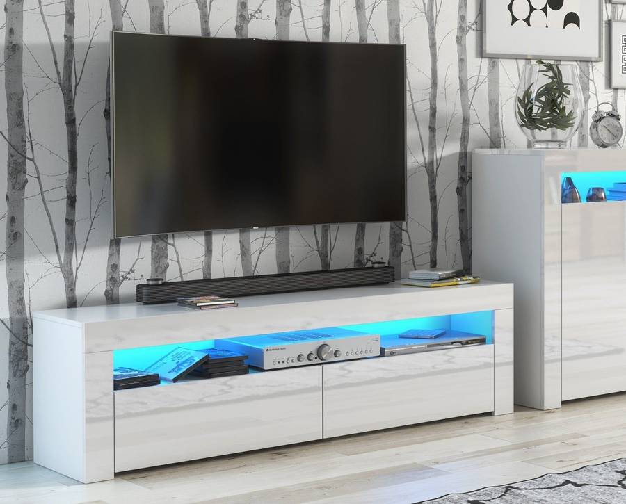 Alejandro Modern Contemporary LED TV Stand for TV's up to 70" - White
