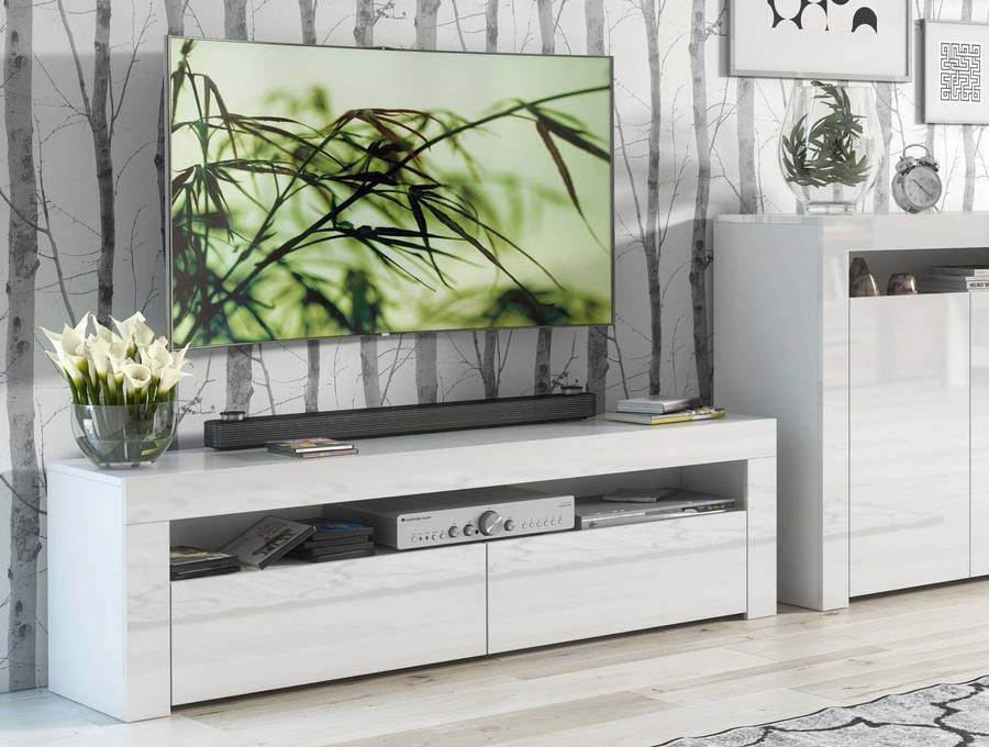 Alejandro Modern Contemporary LED TV Stand for TV's up to 70" - White