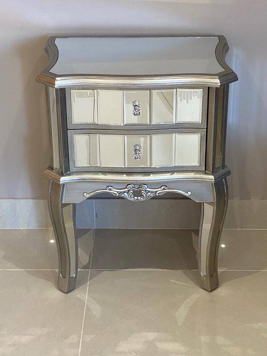 Victorian Two Drawer Mirrored Bedside Table