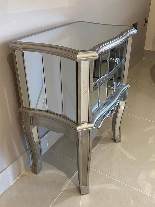 Victorian Two Drawer Mirrored Bedside Table