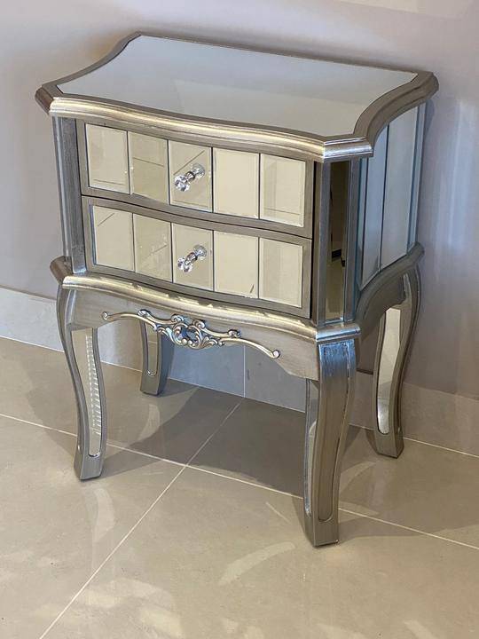 Victorian Two Drawer Mirrored Bedside Table