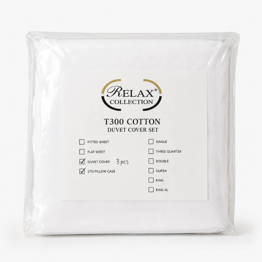 300 Thread Count 100% Cotton Duvet Cover White
