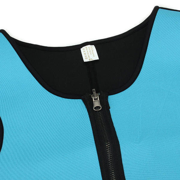 Men Ultra Sweat Compressing Neoprene Zipper Sports Vest Tank Top Training Corsets Bodysuit - M