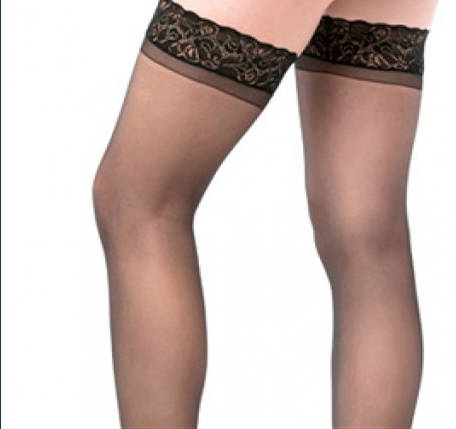 Silky Silky Lace Top Hold Up Stockings - L/XL / Black