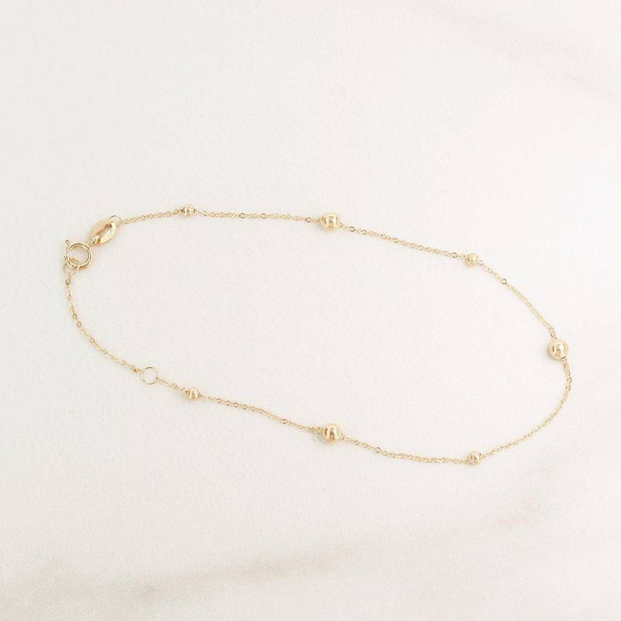 9K Gold Chain Anklet With Multi Balls 27cm