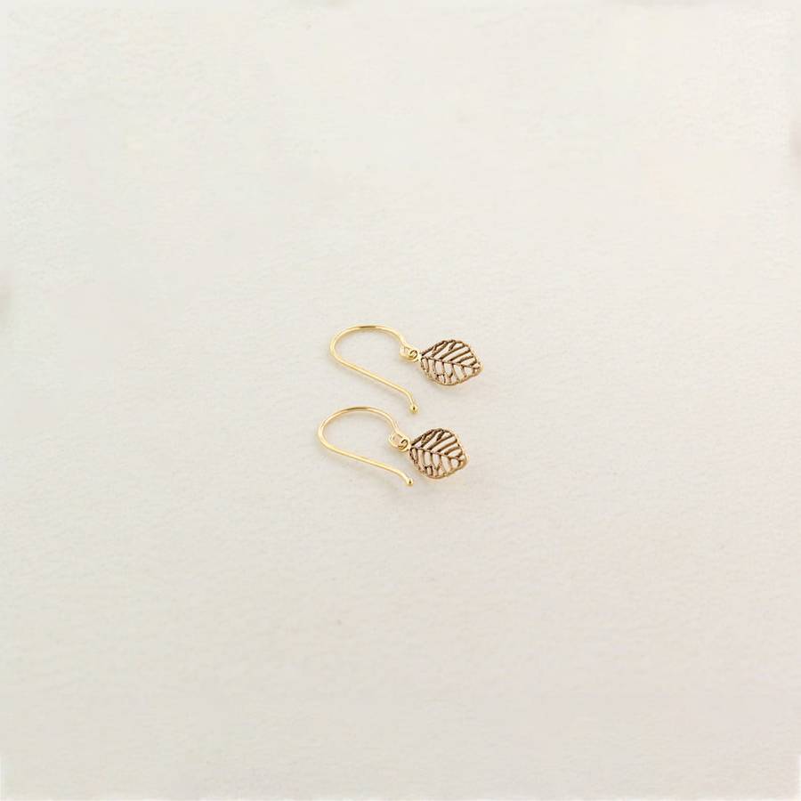 9k Yellow Gold leaf drop earrings