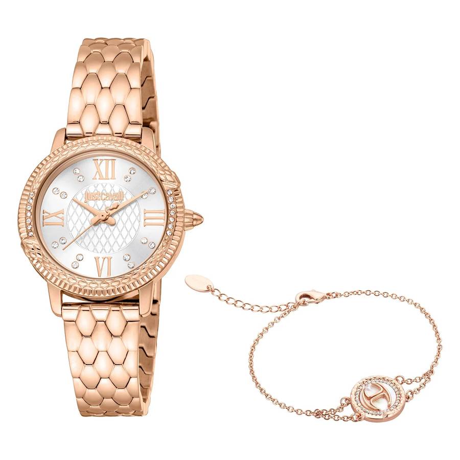 Just Cavalli Signature Snake Viperized Rose Gold Silver Grey