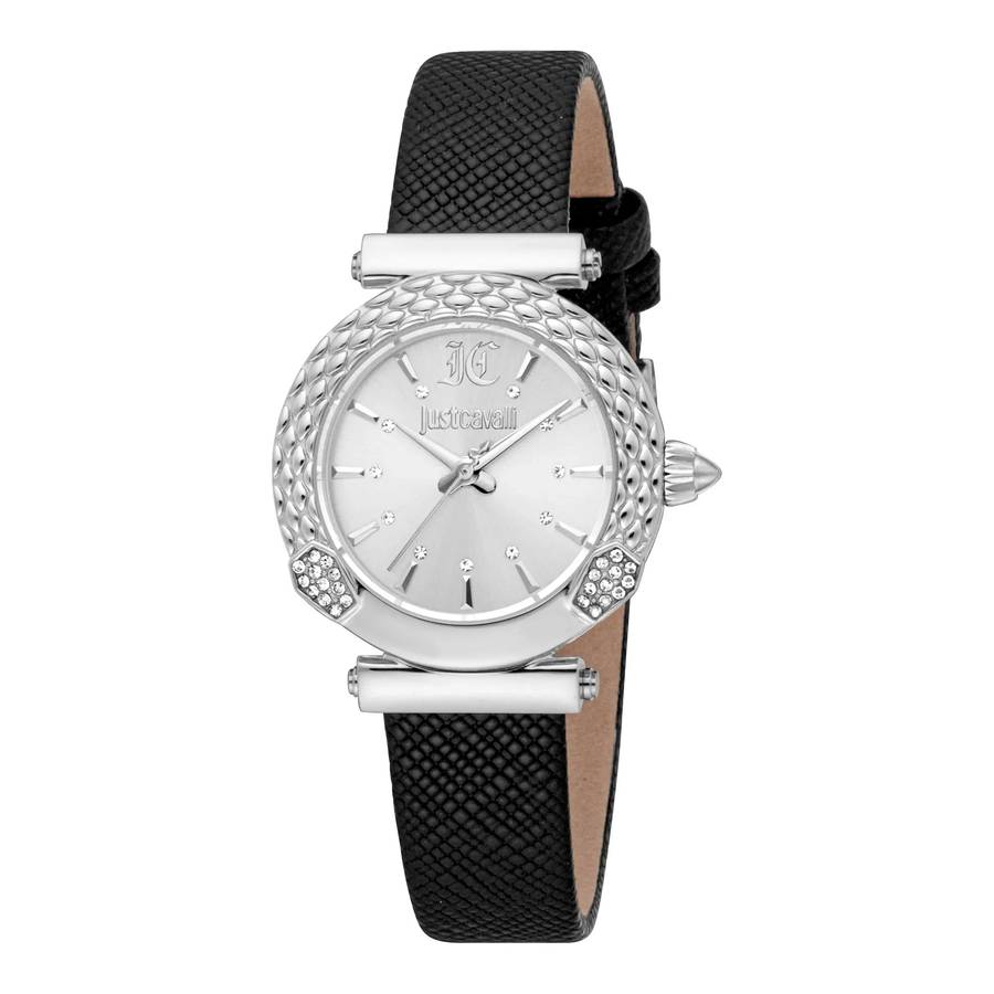 Just Cavalli Animalier Mistero Snake Leather Black Silver